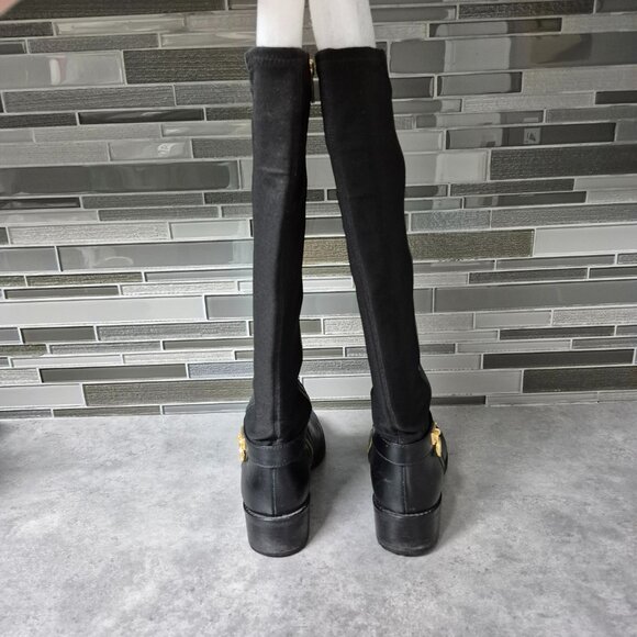 7 Michael Kors Hamilton Black Leather Riding Boots - Picture 7 of 13